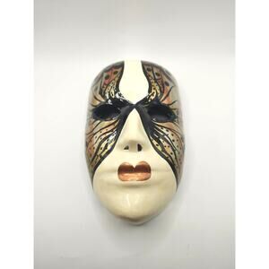 Hand Painted Venetian Butterfly Mask Gold Black Papier Mache Masquerade Wall Art